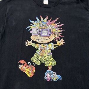 Nickelodeon 90s Characters Rugrats Chuckie Finster Shirt Black Unisex Size Large